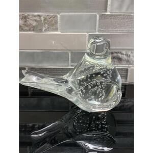 Vintage Lefton Bubble Glass Dove Clear PAPERWEIGHT Mid Century 1960's